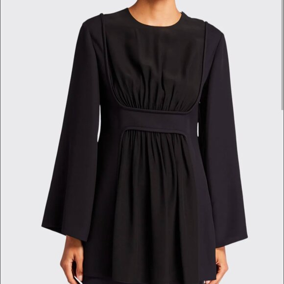 THE ROW 'polina' Gathered Panel Silk Crepe Top In Black